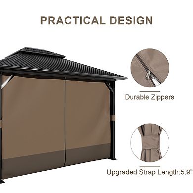 Aoodor Gazebo Replacement Curtain, 4-Privacy Panel Water-Resistant Gazebo Sidewalls(Curtains Only)