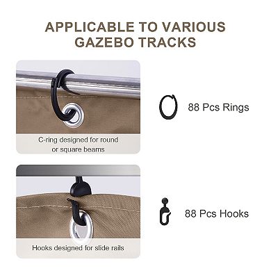 Aoodor Gazebo Replacement Curtain, 4-Privacy Panel Water-Resistant Gazebo Sidewalls(Curtains Only)