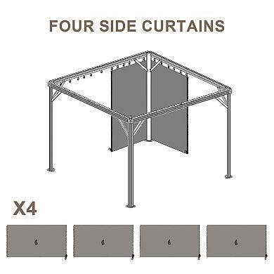 Aoodor Gazebo Replacement Curtain, 4-Privacy Panel Water-Resistant Gazebo Sidewalls(Curtains Only)