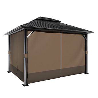 Aoodor Gazebo Replacement Curtain, 4-Privacy Panel Water-Resistant Gazebo Sidewalls(Curtains Only)