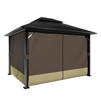 Aoodor Gazebo Replacement Curtain, 4-Privacy Panel Water-Resistant Gazebo Sidewalls(Curtains Only)