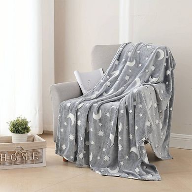 Glow in The Dark Throw Blanket Soft Polyester, Luminous Design for Cozy Nights