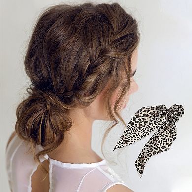 Leopard Tie Triangle Ribbon Scrunchies 1 Pc