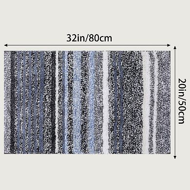 1Pc Striped Bathroom Mat Soft Absorbent Non-Slip Backing Quick Dry Bath Rugs 20" x 32"
