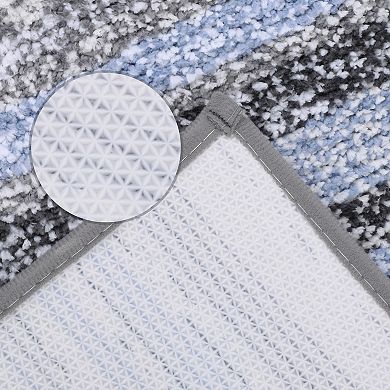 1Pc Striped Bathroom Mat Soft Absorbent Non-Slip Backing Quick Dry Bath Rugs 20" x 32"