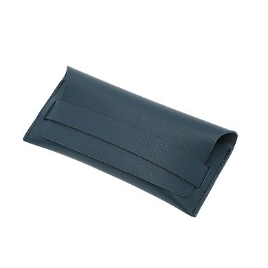 Double Faux Leather Eyeglasses Case Eyeglasses Storage Navy Blue 1 Pc