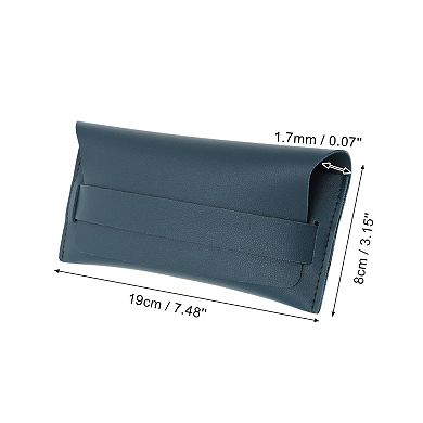 Double Faux Leather Eyeglasses Case Eyeglasses Storage Navy Blue 1 Pc