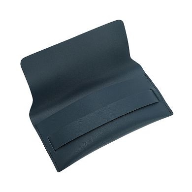 Double Faux Leather Eyeglasses Case Eyeglasses Storage Navy Blue 1 Pc