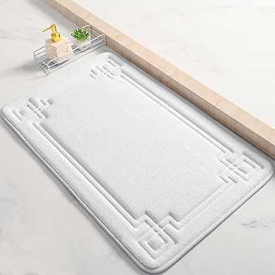 1Pc Geometric Pattern Bathroom Mat Soft Memory Foam Absorbent Non-Slip Back Bath Rugs Home 20"x 32"