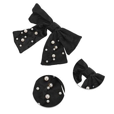 Bow Faux Pearls Ribbon Hair Clips 1 Pc