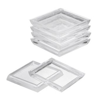 Square Furniture Caster Cups, 1-7/8" Plastic Furniture Pads for Carpet Floors