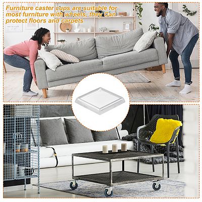 Square Furniture Caster Cups, 1-7/8