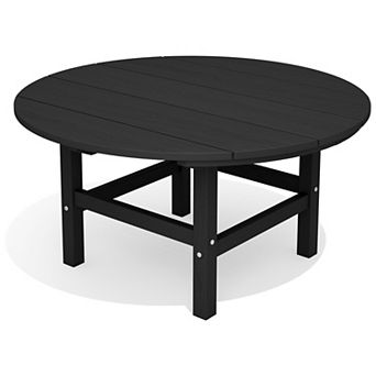 Patio Outdoor HDPE Round Coffee Table, X-shaped Leg （Not Include Chairs)