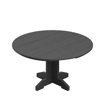 Patio Outdoor HDPE Round Coffee Table, X-shaped Leg （Not Include Chairs)