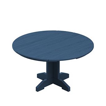 Patio Outdoor HDPE Round Coffee Table, X-shaped Leg （Not Include Chairs)