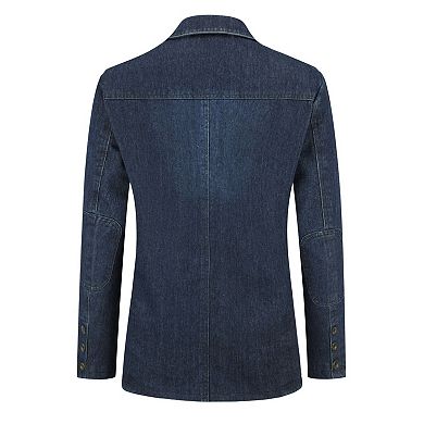 Men's Denim Blazer - Casual Single-Breasted Sport Coat
