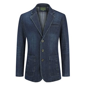 Men's Denim Blazer - Casual Single-Breasted Sport Coat