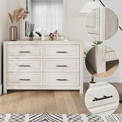 Serwall Elegant MDF 6-Drawer Dresser Featuring a Wood-Like Finish