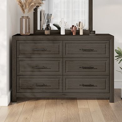 Serwall Elegant MDF 6-Drawer Dresser Featuring a Wood-Like Finish