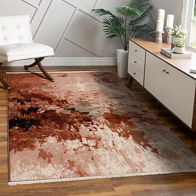 Luxe Weavers Modern Abstract Fringe Area Rug
