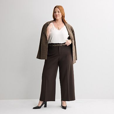 Plus Size Nine West Magic Waist Wide Leg Pants