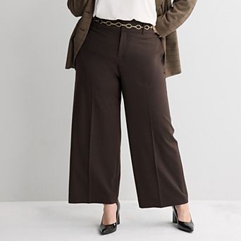 Plus Size Nine West Magic Waist Wide Leg Pants