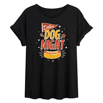 Juniors' Dollar Dog Night Oversized Tee