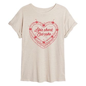 Juniors' Life's Short Eat Cake Oversized Tee