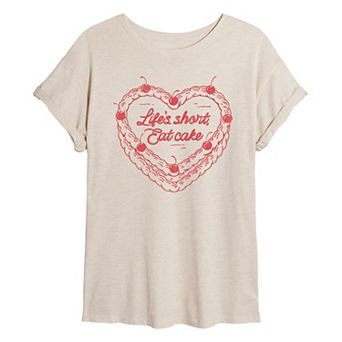 Juniors' Life's Short Eat Cake Oversized Tee