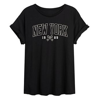 Juniors' Coquette Bow Oversized Tee