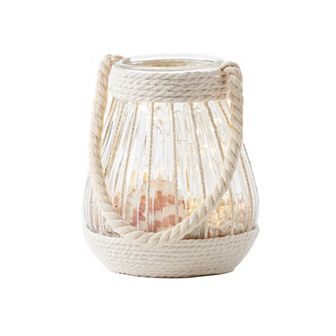 Studio 66 Maya Hurricane Glass Lantern with Rope Detail - 8 in