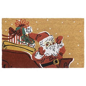 St. Nicholas Square® Santa Coir Doormat with Holiday Design