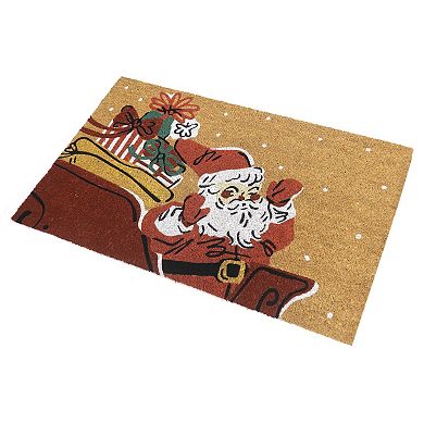 St. Nicholas Square® Santa Coir Doormat with Holiday Design