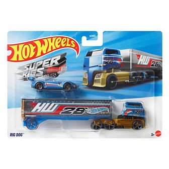 Hot Wheels Super Rigs Transporter Vehicle with 1 1:64 Scale Car - Styles May Vary