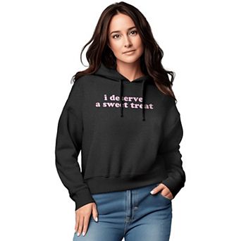 Women's I Deserve A Sweet Treat Graphic Cropped Hoodie