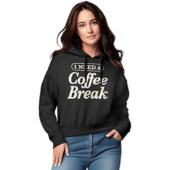 Women's I Need A Coffee Break Graphic Cropped Hoodie
