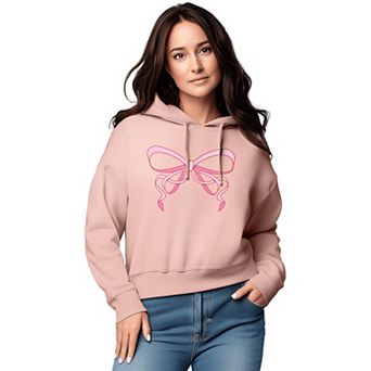 Women's Simple Coquette Bow Graphic Cropped Hoodie