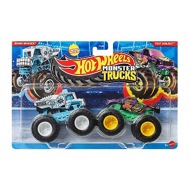 Hot Wheels Monster Trucks Demolition Doubles Bionic Bruiser & Test Subject Toy Trucks 2-pk.