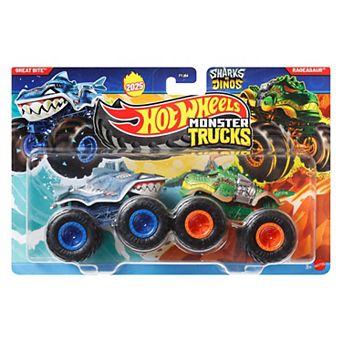 Hot Wheels Monster Trucks Demolition Doubles Great Bite & Rageasaur Toy Trucks 2 pk