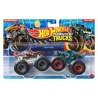 Hot Wheels Monster Trucks Demolition Doubles HW Tiger Shark & Mega-Wrex Toy Trucks 2 pk