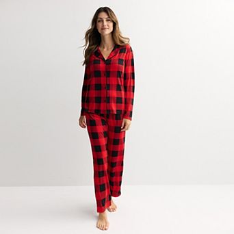 Women's Jammies For Your Families® Buffalo Check Notch Collar Pajama Top & Pajama Bottoms Set