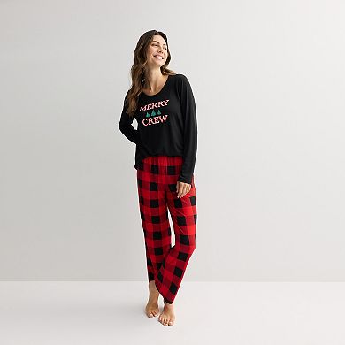 Women's Jammies For Your Families® Buffalo Check Graphic Pajama Top & Pajama Bottoms Set