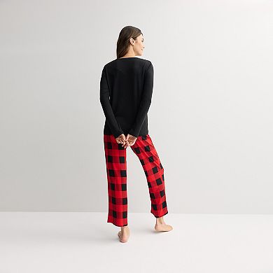 Women's Jammies For Your Families® Buffalo Check Graphic Pajama Top & Pajama Bottoms Set