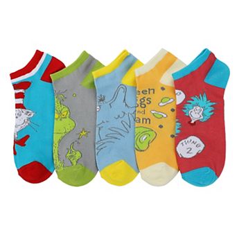 Women's Dr. Seuss 5-Pack The Cat in the Hat, The Grinch, & Friends Ankle Socks