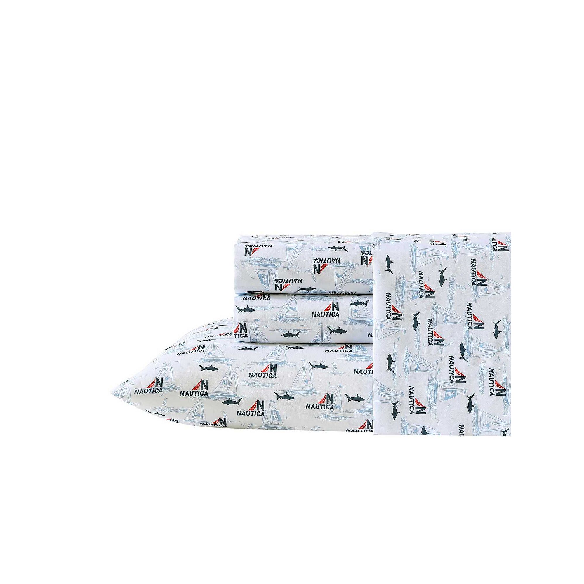 Nautica Kids Patterned Sheet Set with Pillowcases, Blue