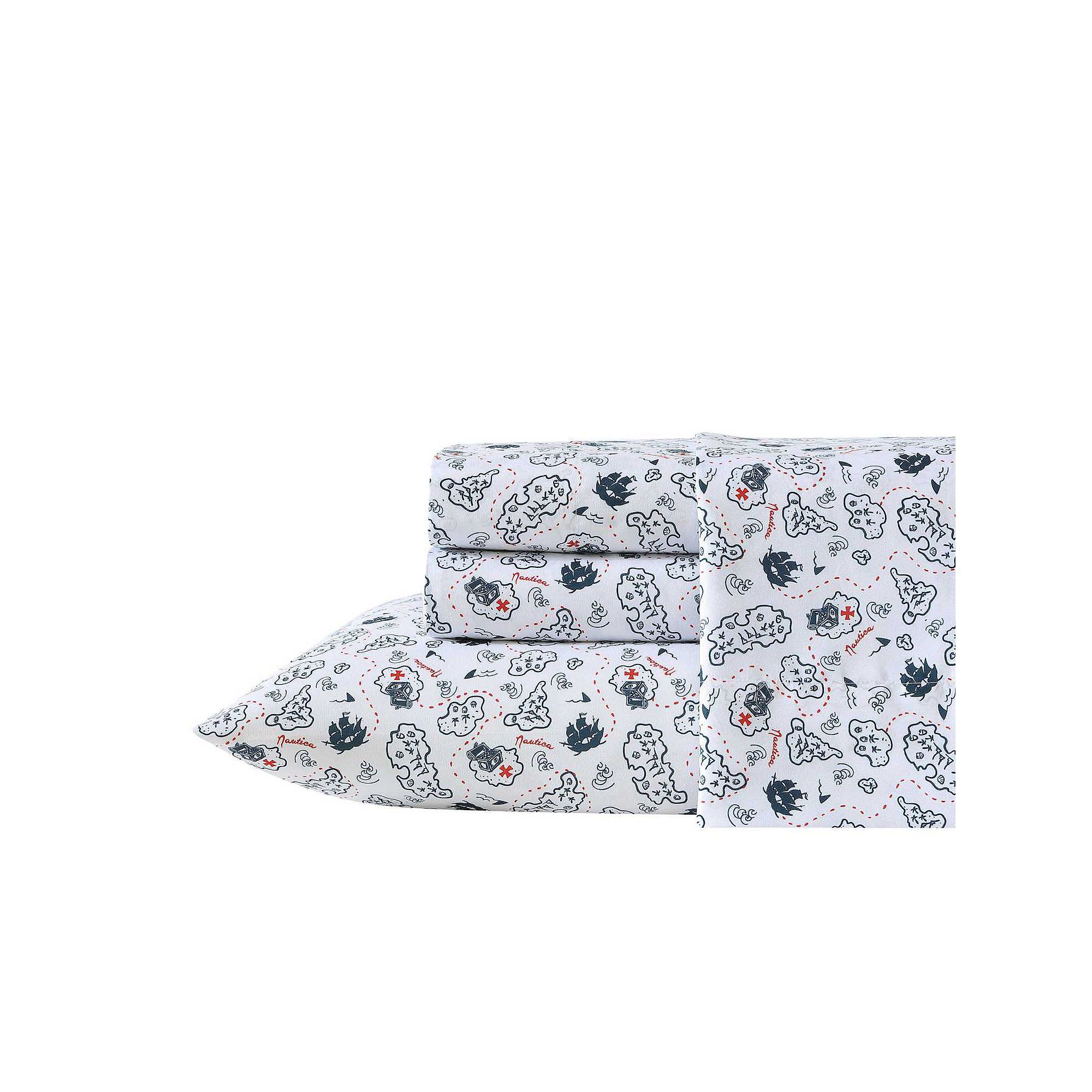 Nautica Kids Patterned Sheet Set with Pillowcases, Blue