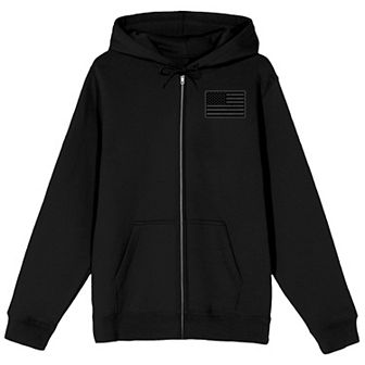 Men's Dark Tone Wavy American Flag Hoodie