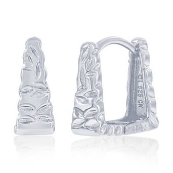 Argento Bella Sterling Silver Textured Square Hoop Earrings