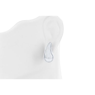 Argento Bella Sterling Silver Polished Curved Puff Teardrop Earrings