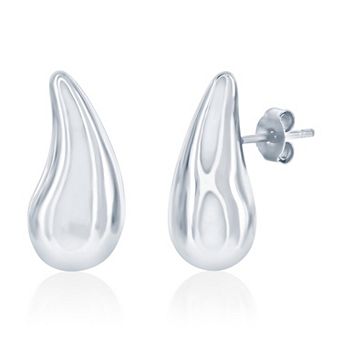 Argento Bella Sterling Silver Polished Curved Puff Teardrop Earrings